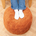 Handmade Unstuffed Ottoman Pouf Cover – Versatile Storage Footstool & Floor Pouf for Living Room, Bedroom, or Wedding Decor | 20" Diameter x 14" Height | Filler Not Included (Burnt Orange)