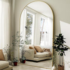 HARRITPURE 86x46 inch Full Length Mirror - Oversized Arched Mirror Aluminum Frame Full Body Floor Mirror with Stand for Living Room,Bedroom,Cloakroom,Gold