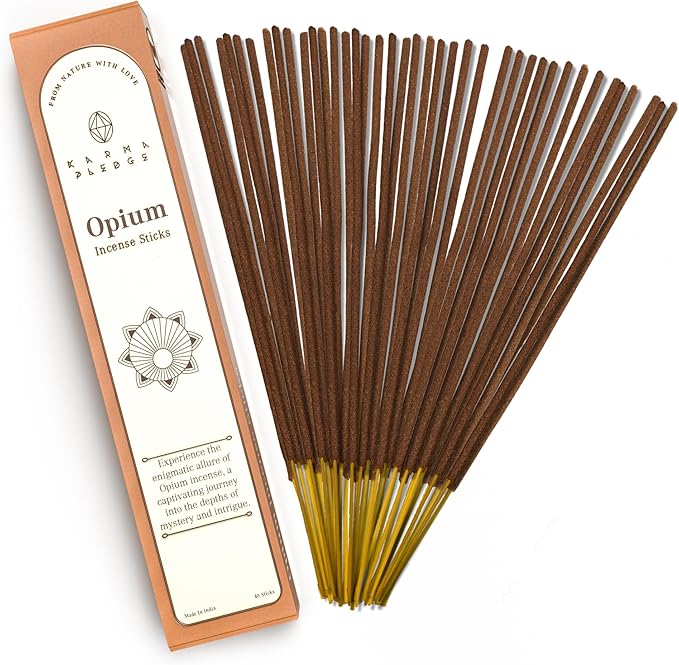 Opium Incense Sticks, Organic Hand Dipped Incense, Natural Herbs & Aromatic Ingredients, Contain 40 Sticks Inside, Burn Time 45-60 Min, Spiritual Gifts, Incense by Karma Pledge
