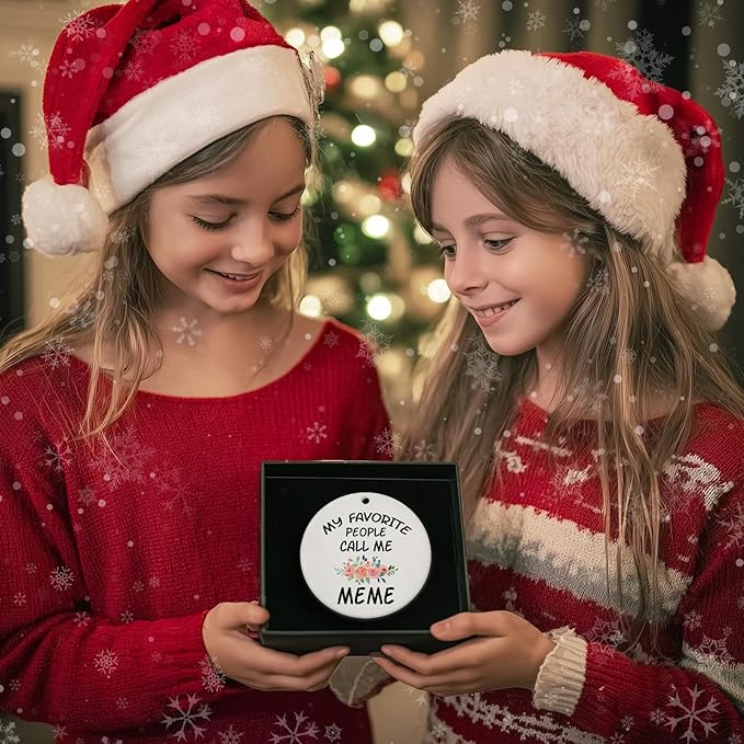 My Favorite People Call Me Meme Ornament, Gifts for Grandma for Birthday Mother's Day Ceramic Ornament Keepsake, Meme Gifts Hanging Ornaments for Christmas Tree Decoration