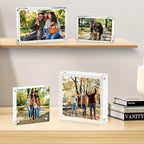 Acrylic Picture Frame - 8x8, Clear Double Sided Frameless Photo Frame with Magnetic, Free Standing Desktop Display, Lucite Frame with Gift Box Package, 12+12mm Thickness - 1 Pack