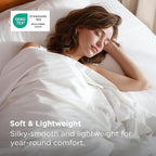 Bedsure 100% Rayon Derived from Bamboo Duvet Cover Queen Size - Lightweight Silky Cooling Comforter Cover Set for Hot Sleepers, Breathable & Moisture-Wicking Bedding Set, Pure White