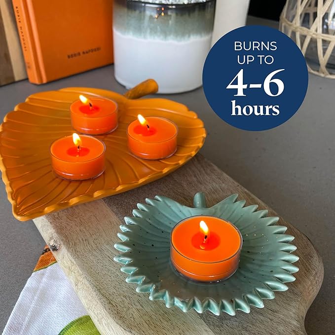 PartyLite Set of 12 Tea Lights Candles, Shredded Coconut & Papaya Scent, Aromatherapy Scented Candles Gift Set, Up to 4 to 6 Hours Burn Time