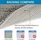 H.VERSAILTEX Bath Rugs for Bathroom Non Slip Bath Mats Extra Thick Chenille Striped Bath Rug Runners 47" x 17" Absorbent Fluffy Soft Shaggy Mats Dry Fast Plush Area Carpet for Bath Room - Dove