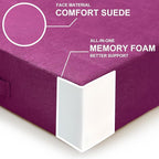 2 Pcs High Density Foam Floor Pillow - Upgraded Large Pillows Seating for Adults - Outdoor Floor Cushion with Soft Tufted Cover - Yoga Pillows for Sitting On Floor - 22 Inch Purple