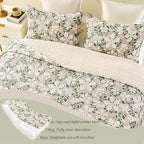Whale Flotilla Reversible Printed Quilts Queen Size, Extra Soft Boho Floral Leaf Bedspreads for Bed Lightweight Full Queen Quilt Bedding Set Coverlets with 2 Pillow Shams for All Seasons, White Bone