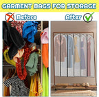 Amylove 40 Pack 60/40inch Garment Bags for Hanging Clothes with Zipper, Clear Garment Dress Covers PEVA Suit Protector for Closet Storage Travel Coat Gown Jacket Organizer(24 x 60 Inch)