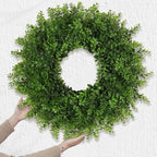 Boxwoods Wreaths for Front Door 26 Inch Large Artificial Green Leaves Greenery Indoor Outdoor Wreath Home Decor Porch Window Wall Farmhouse Door Decorations Spring Summer Fall All Seasons