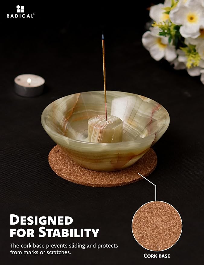 Radicaln Marble Incense Holder for Stick 5.5" Inches Green Handmade Palo Santo Holder, Ideal Marbles Ashtray & Incense Holder Marble for Bedroom