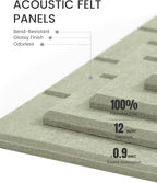 Fluxynara Felt Bulletin Board Tiles Large 48" x 36" Cork Board Alternative-12 Pack with 70 Adhesive Tabs, Thick Slat Wall Panels for Office Decor, Push Pin Board Wall Organizer Alternative-Sage Green