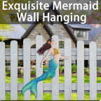 John's Studio Metal Mermaid Sea Wall Decor Outdoor Garden Hanging Art Sculptures Home Ocean Theme Decorations for Kitchen Bathroom and Pool - 14.9Inches