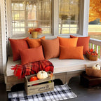 MIULEE Pack of 2 Decorative Outdoor Solid Waterproof Throw Pillow Covers Faux Linen Garden Farmhouse Cushion Cases for Summer Patio Tent Balcony Couch Sofa 20x12 Inch Burnt Orange