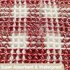 Waffle Bath Mat, Boho Christmas Bathroom Rugs Non Slip Washable Absorbent Checkered Bathroom Mat Quick Dry Cute Bath Mat, 30"x20" Red and White