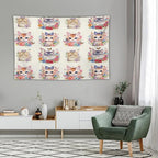 VUMIVI Watercolor Flower Cat Tapestry Colorful Cartoon Cute Animals Butterflies Abstract Art Print Tapestry Wall Hanging for Living Room Bedroom Dorm Classroom Aesthetic Decor W60xL40in