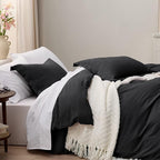 Bedsure Black Duvet Cover King Size - 3 Pieces Prewashed Cotton-Like Extra Soft Bedding Set, Includes 1 Duvet Cover 104x90 Inches with Zipper Closure & 2 Pillow Shams, Comforter Not Included