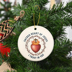 FLAGWIX Christmas Christian Gifts for Women Men - Sacred Heart Ceramic Christmas Ornaments 2025 for Xmas Decorations - Religious Gifts for Women, Religious Ornaments, Spiritual Christian Gift Ideas