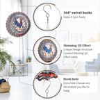 Rooster Kinetic Wind Spinner - 12-Inch 3D Holographic Metal Hanging Sculptures, Rustproof Outdoor Decor Garden Patio Decoration, Unique Gift for Chicken Lovers Mom Dad Men Women