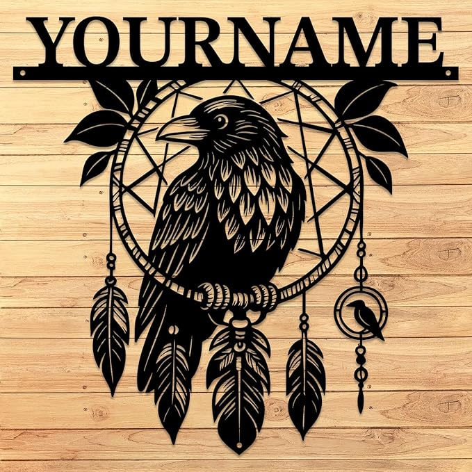 Personalized Dream Catcher Metal Wall Art - Custom Name Iron Sign for Home Decor, 8-30 Inch Black (Style J)