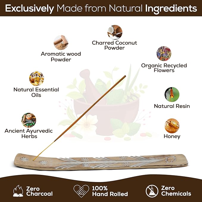 Satya Cinnamon Incense Sticks, Satya Bng (Bangalore) Insenses 15gmx12 Pack with Raajsee Incense Holder Bundle, Satya Nagchampa Natural Incense