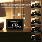 10.1'' Extra Large Digital Clock, 1280*800p HD Display, Dementia Clock For Seniors, Digital Clock With Date, Time, Day Of Week, 10 Reminders & 6 Alarms, Auto Dimming & DST, Remote Control, Black