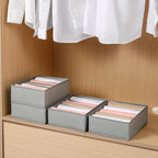 4 Packs T-shirt Drawer Organizers for Clothing,5 Grids Compartment Wardrobe Storage Box, Washable Clothes Organizer for Folded Clothes, T-shirt, Legging, Silk Scarve-Grey