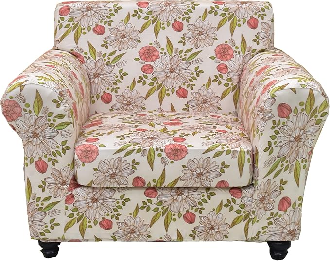 KRFOONN 2 Piece Chair Covers Printed Sofa Covers Couch Covers Washable Armchair Sofa Couch Slipcover Furniture Protector with Elastic Bottom for Living Room (Armchair, 22), Small