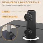Outsunny 3-in-1 Outdoor Umbrella Base, Coffee End Table, Planter Box with Drain Hole, 175 lbs. Capacity Heavy Duty Fillable Patio Umbrella Stand Table with Wheels and Handles for Deck, Poolside, Black