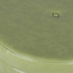 HomePop Round Leatherette Storage Ottoman with Lid, Moss Green Large