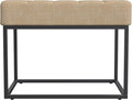 HomePop Theodore Channel Tufted Small Ottoman -Light Tan Textured Solid