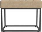 HomePop Theodore Channel Tufted Small Ottoman -Light Tan Textured Solid
