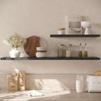 Wall Shelf Set of 1,Dark Wood Floating Shelves 24 in W x 10 in D x 1 in H, Wooden Floating Wall Shelf with Invisible Brackets for Living Room/Bedroom/Bathroom/Kitchen Storage and Decor