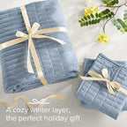 Comfort Spaces Blue Oversized King Quilt Set 120"x118" Bedspread Quilted Summer Lightweight Microfiber Bedding Coverlet with Double Sided Stitching Soft All Season Cozy 3 Piece with Matching Shams