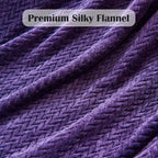 NEWCOSPLAY Super Soft King Blanket Dark Purple Premium Silky Flannel Fleece Leaves Pattern Lightweight Bed Blanket All Season Use (Dark Purple, King(90"x110"))