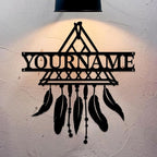 Personalized Dream Catcher Metal Wall Art - Custom Name Iron Sign for Home Decor, 8-30 Inch Black (Style G)