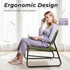 DAICO Modern Accent Chair Armless Sling Accent Chairs Comfy Upholstered Side Sitting Chairs with Metal Frame for Living Room Bedroom Balcony Garden, Linen, Green