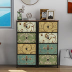 Tohomeor Small Dresser for Bedroom with Retro Flower Narrow Drawers Slim Chest of Drawers Skinny Nightstand Sofa End Table for Living Room Entryway Closet Storage (Multi, 4 Drawers)