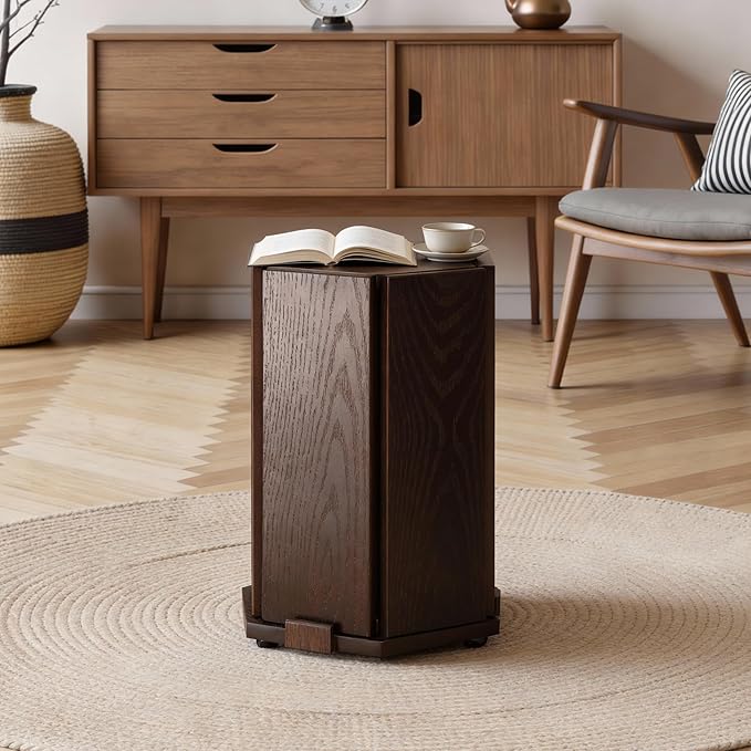 2-Pack Stackable Stools with Wheels | 18 Inch Nesting Side Tables for Living Room| Stackable Coffee Table | Wooden Chairs | No Tools Assembly |Side Coffee Tables for Easy Storage (Walnut)