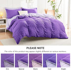 HYMOKEGE Dark Purple/Lavender Full Size Comforter Sets Seersucker 7 Pieces, All Season Luxury Bed in a Bag for Bedroom, Bedding Set with Comforter, Sheets, Pillowcases & Shams