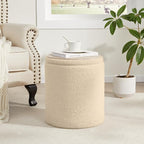 Royal Windsor Boucle Round Ottoman with Storage Set of 2,Small Foot Stool Ottoman for Living Room, Small Coffee Table,Vanity Stool with Storage for Bedroom, Beige