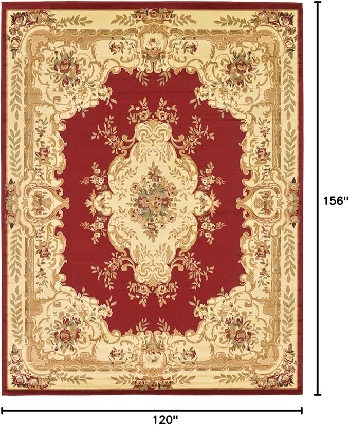 Rugs.com Chateau Collection Rug – 10' x 13' Red Medium Rug Perfect for Living Rooms, Large Dining Rooms, Open Floorplans