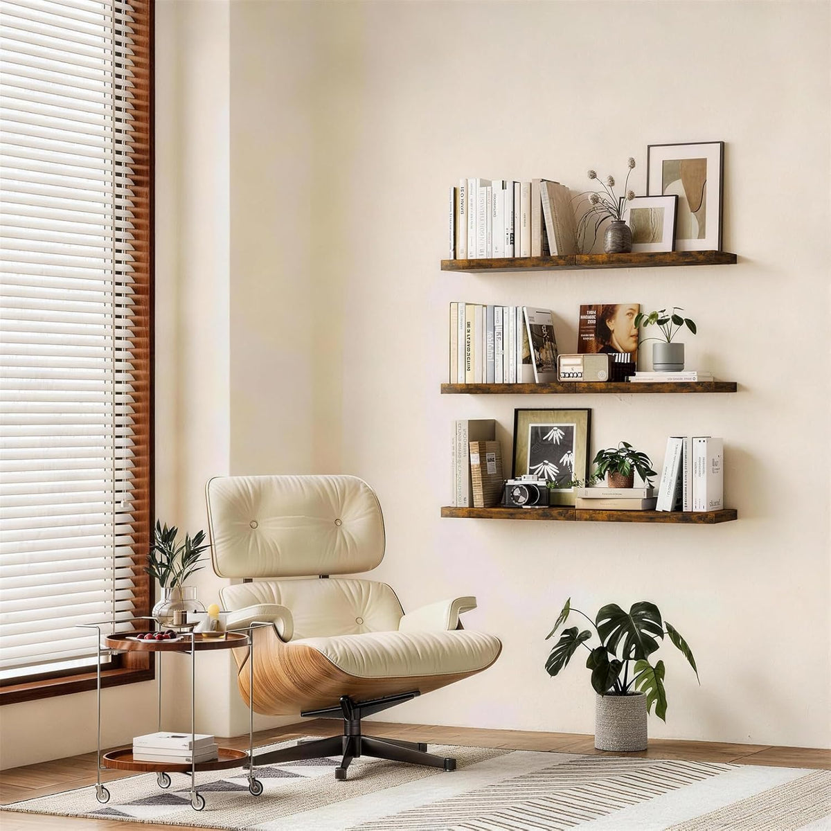 Rustic Wood Floating Shelves Set of 2 – 22.5" Wall Mounted Storage & Decor