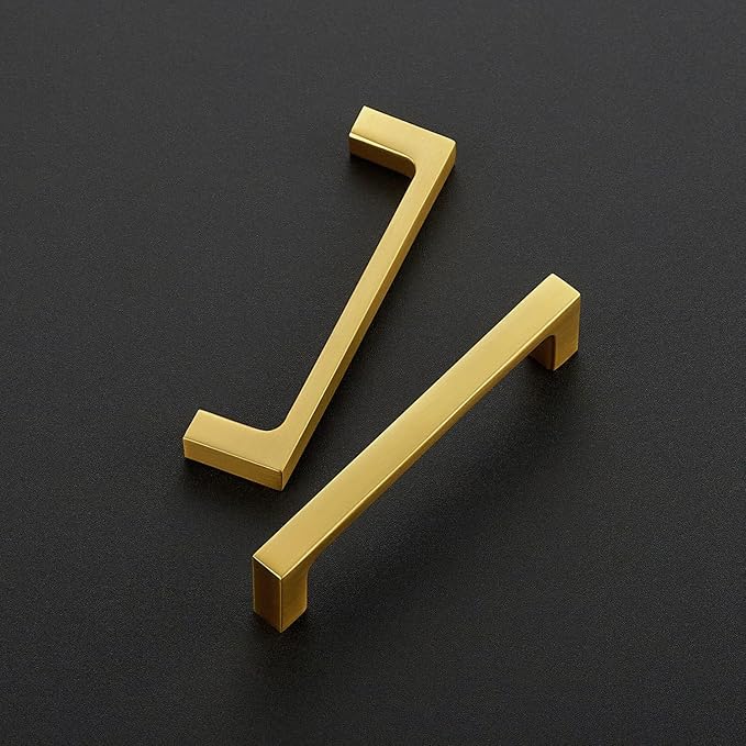 Ravinte 5 Pack Solid 4 Inch Kitchen Square Cabinet Handles Brushed Brass Cabinet Pulls Drawer Pulls Kitchen Cabinet Hardware Handles