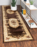 Rugs.com Chateau Collection Rug – 10 Ft Runner Brown Medium Rug Perfect for Hallways, Entryways
