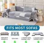 HAOMAIJIA Non Slip Couch Cover Sofa Covers for 3 Cushion Couch Washable sectional Couch Covers for Dogs pet Furniture Protector Couch Cover Blanket for Living Room (Grey-Cream, 71"x134")