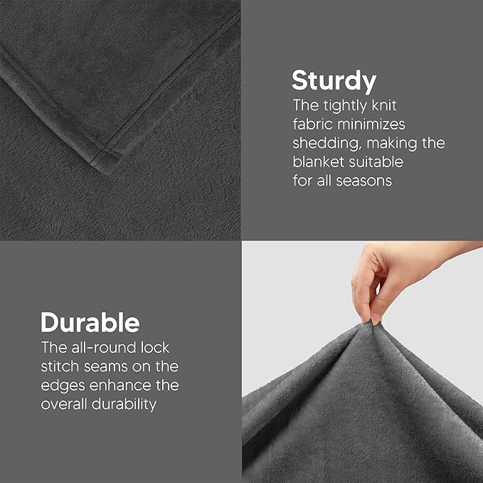 Utopia Bedding Fleece Blanket King Size Grey (90x102 Inches) Ultra Soft Warm Lightweight Microfiber Breathable Anti-Static Cozy Winter Bed Blanket, All-Season Home Decor Gift for Men & Women