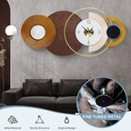 47.2x22.8 inch Large Mid Century Wall Clock for Living Room, Metal & Wood Modern Brown Decorative Clocks Silent Battery Operated for Home, Office, Bedroom, Dining