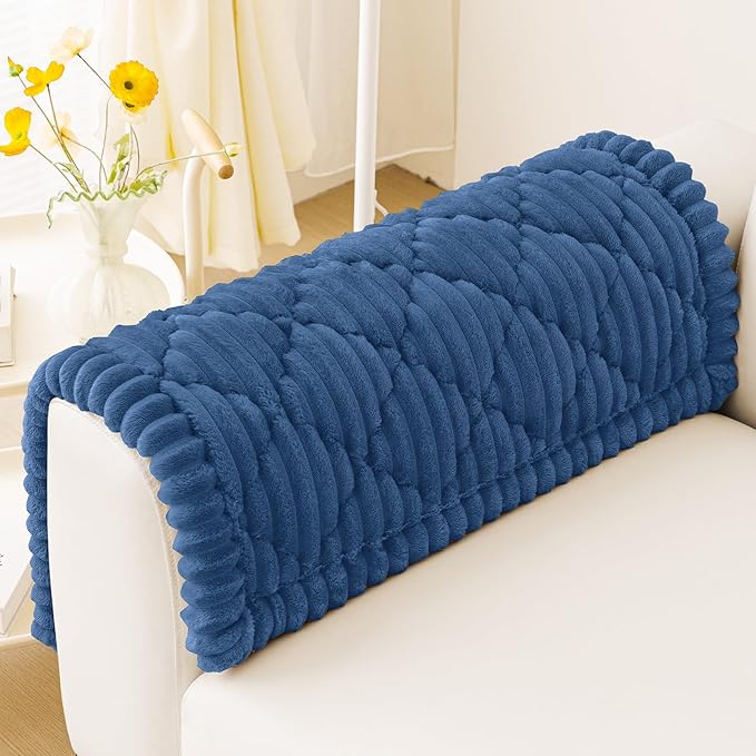 Smiry Pet Couch Cover for Dogs Washable, Non-Slip Fuzzy Couch Covers for 3 Cushion Sofa Pet Friendly, Soft Thick Furniture Protector Sofa Slipcover Mat for Dogs (Navy, 27.6" x 27.6")