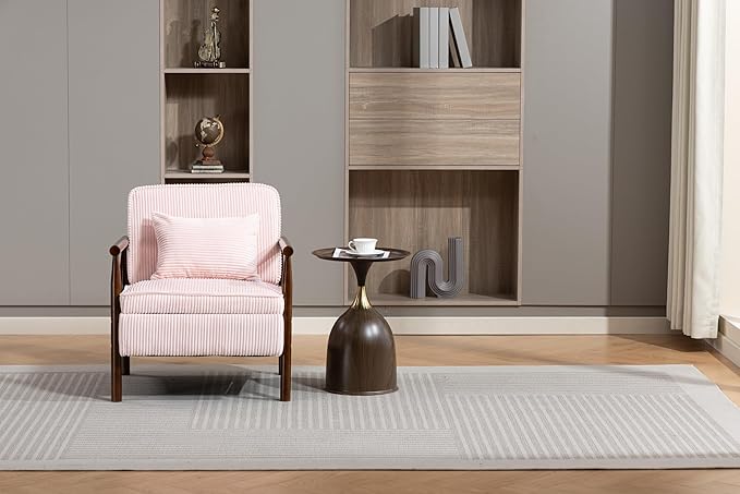KEIKI Mid Century Modern Accent Chair with Storage, Corduroy Fabric Armchair with Secret Storage Space, for Living Room, Bedroom