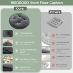 HIGOGOGO Washable Floor Pillow Cushion for Adults, Meditation Cushion Pillow, Large Round Floor Sitting, Removable Tufted Corduroy Cover, for Tatami Living Room or Yoga, 22x22 Inch, Machine Washable