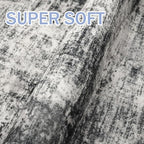 IOHOUZE Abstract Runner Rug 3x12 Ft Washable Runners for Hallways, Non Slip Kitchen Runner Printed Faux Wool Entryway Runner Indoor, Modern Abstract Floor Carpet for Hall Kitchen, Black Grey